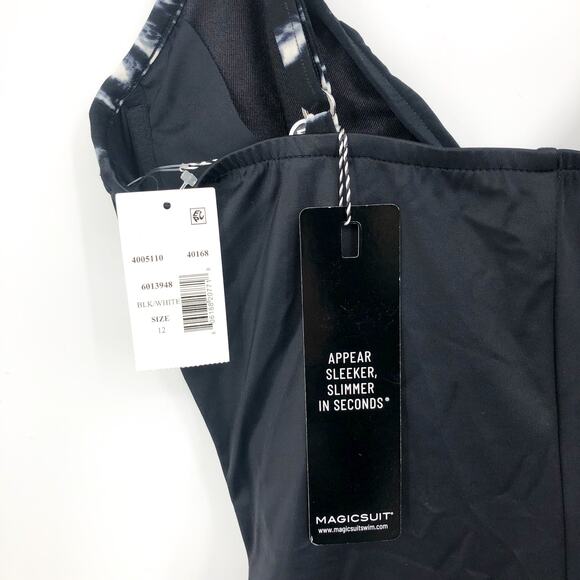 MAGICSUIT Women's Louise One-Piece Swimsuit Size 12 Black White Skin Deep NWT - Picture 7 of 10